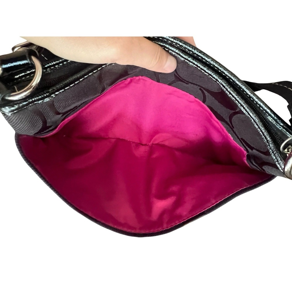 Coach Black Signature Ashley Shoulder Bag Crossbody w/Patent Leather Trim - Picture 12 of 16